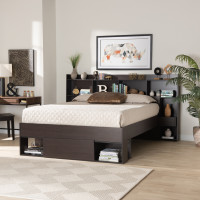 Baxton Studio SEBED13031026-Modi Wenge-Queen Baxton Studio Dexton Modern and Contemporary Dark Brown Finished Wood Queen Size Platform Storage Bedb